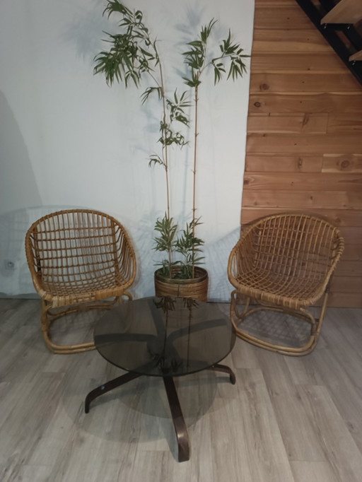 Bamboo Armchairs in the Taste of Tito Agnoli 1960s