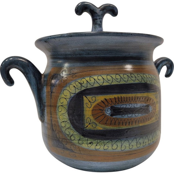 Image 1 of Vintage enameled ceramic tureen by Jean de Lespinasse, France 1961