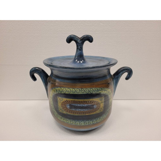 Image 1 of Vintage enameled ceramic tureen by Jean de Lespinasse, France 1961