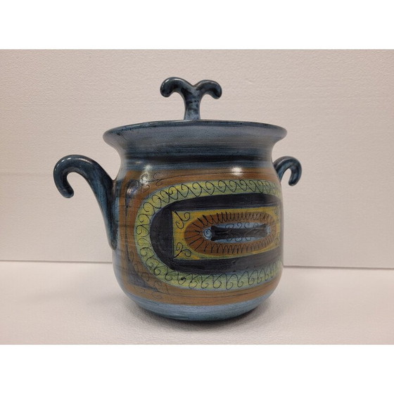 Image 1 of Vintage enameled ceramic tureen by Jean de Lespinasse, France 1961