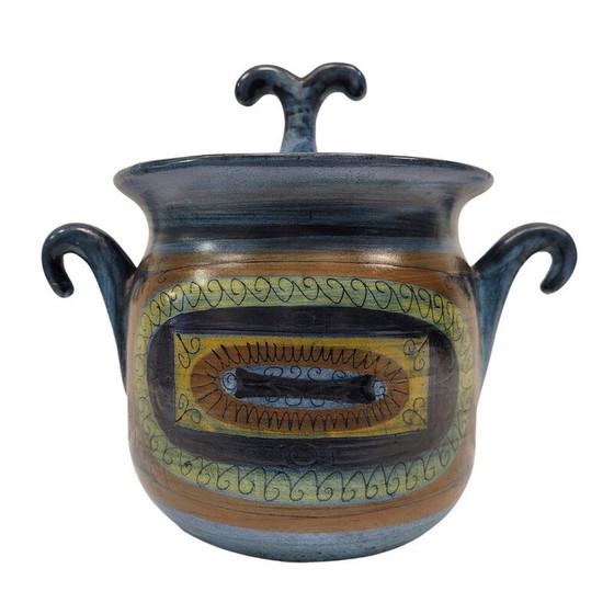 Image 1 of Vintage enameled ceramic tureen by Jean de Lespinasse, France 1961