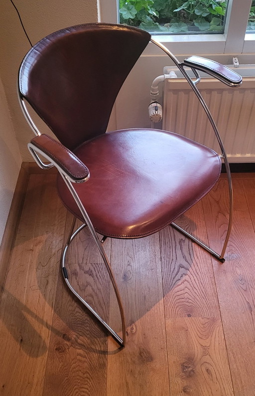 4x Design Chairs Leather/Steel From Arrben Italy