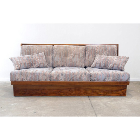 Image 1 of Vintage folding sofa in walnut, Czechoslovakia 1950