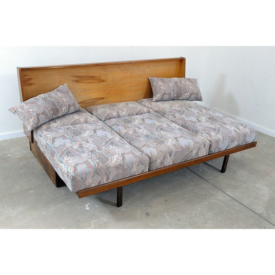 Image 1 of Vintage folding sofa in walnut, Czechoslovakia 1950