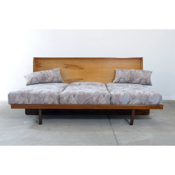 Image 1 of Vintage folding sofa in walnut, Czechoslovakia 1950