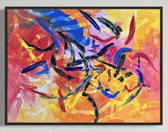 Image 1 of Peter Waterschoot 1969-2022 Hermosa pintura abstracta colorida 