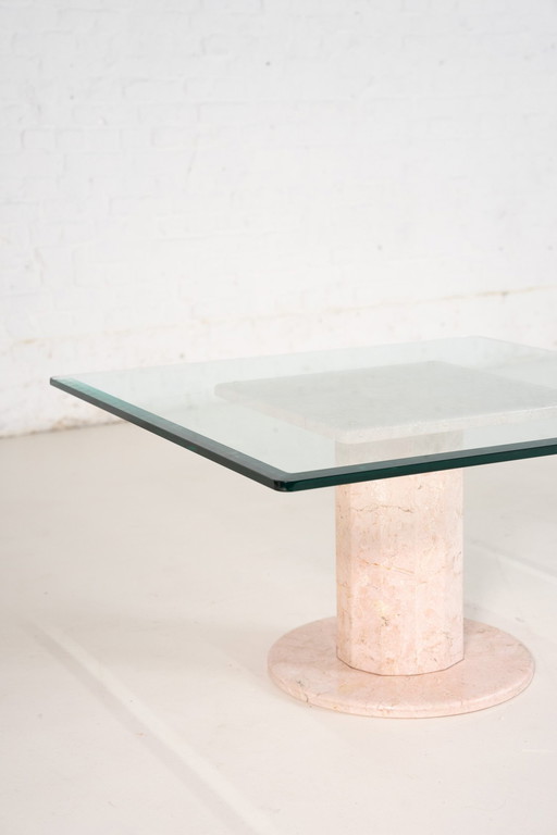 Glass Coffee Table With Marble