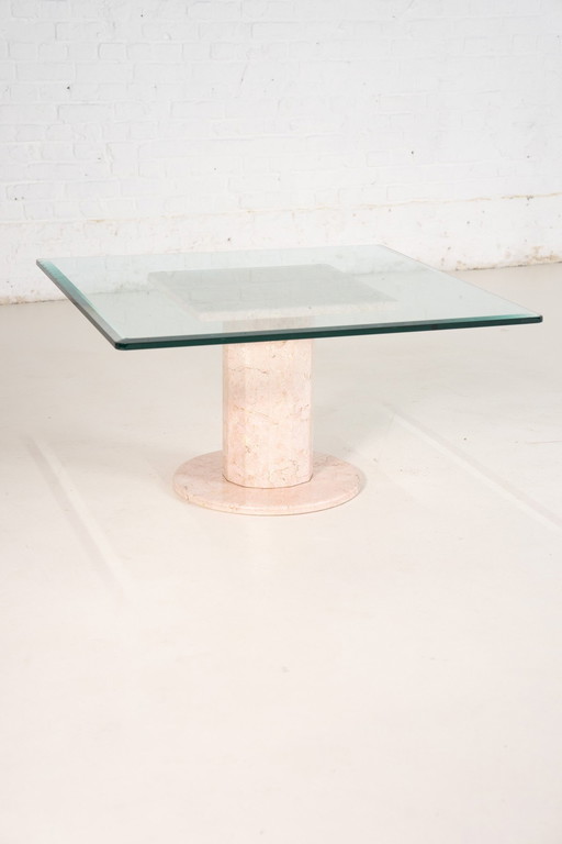 Glass Coffee Table With Marble