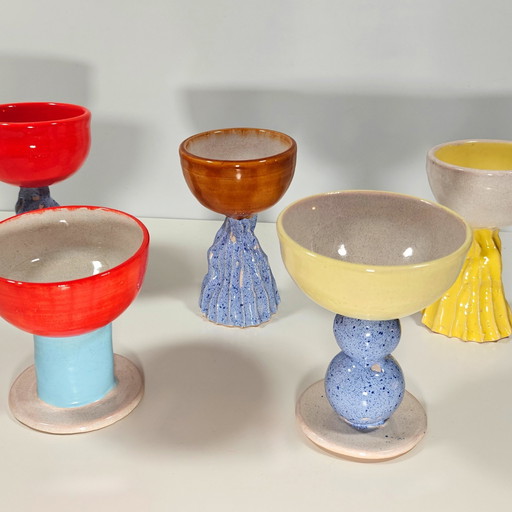 Set Of 5 Fest X Phoney Cups - Unique Hand-Sculpted Designs