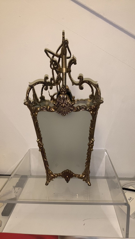 Image 1 of Lanterna da sala francese in ottone Luigi XVI