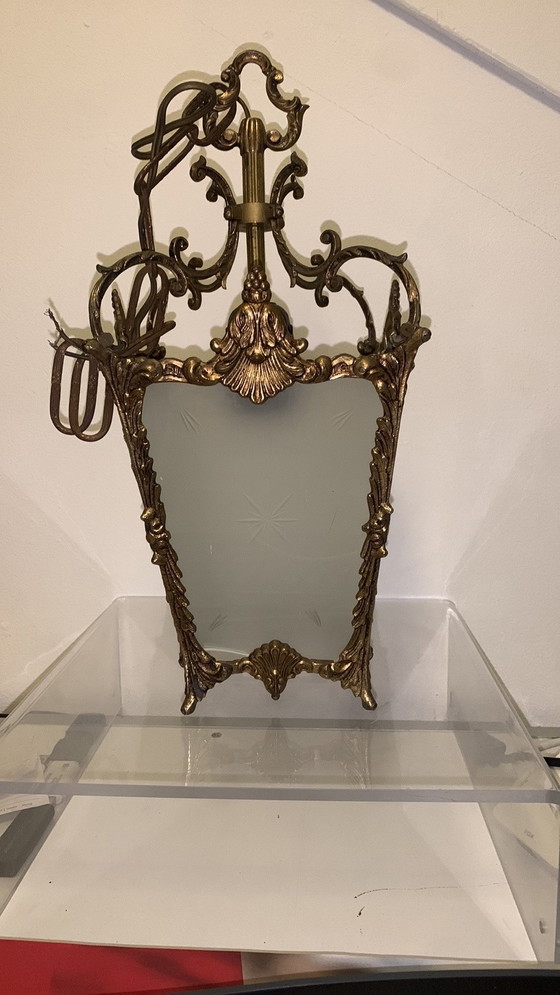 Image 1 of Lanterna da sala francese in ottone Luigi XVI