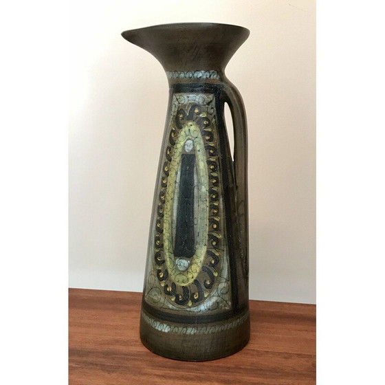 Image 1 of Vintage glazed ceramic pitcher by Jean de Lespinasse, France 1960