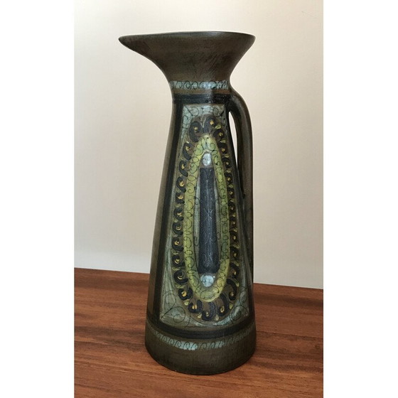 Image 1 of Vintage glazed ceramic pitcher by Jean de Lespinasse, France 1960
