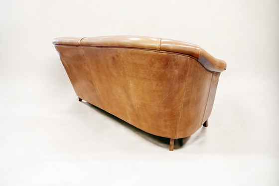 Image 1 of Timeless Class -- Sheepskin Leather Club Sofa in Honey Brown