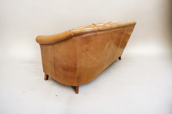 Image 1 of Timeless Class -- Sheepskin Leather Club Sofa in Honey Brown