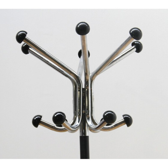 Image 1 of Vintage industrial coat rack in chrome and black metal