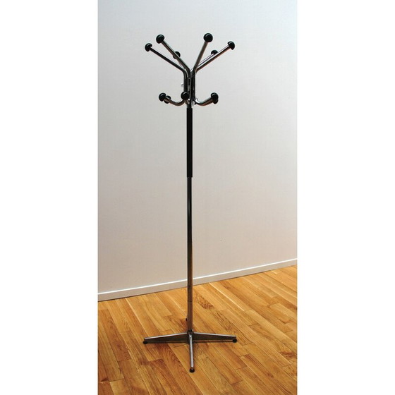 Image 1 of Vintage industrial coat rack in chrome and black metal
