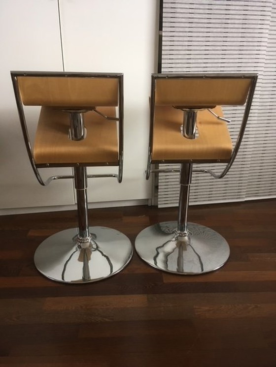 Image 1 of 2x Design Bar Stools (Birchwood) Height Adjustable