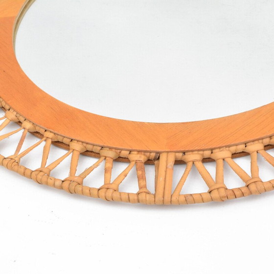 Image 1 of Specchio da parete vintage in vimini, Danimarca anni '70