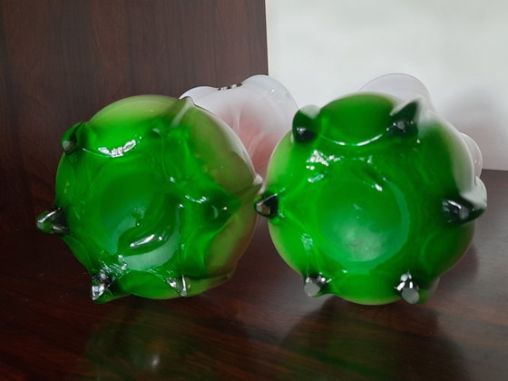 Image 1 of 2x Jarrón de Murano con lirio de cala