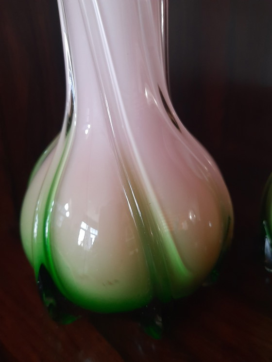 Image 1 of 2x Jarrón de Murano con lirio de cala