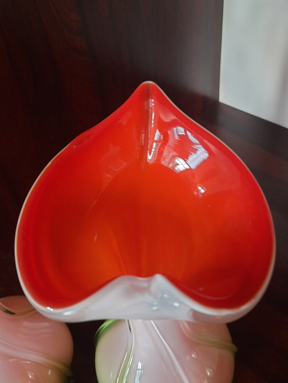 Image 1 of 2x Jarrón de Murano con lirio de cala