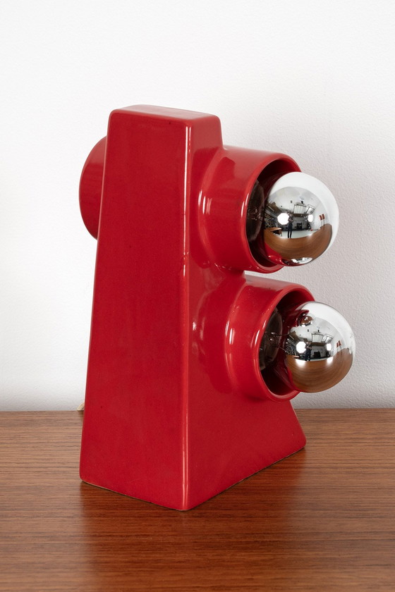 Image 1 of Red ceramic table lamp