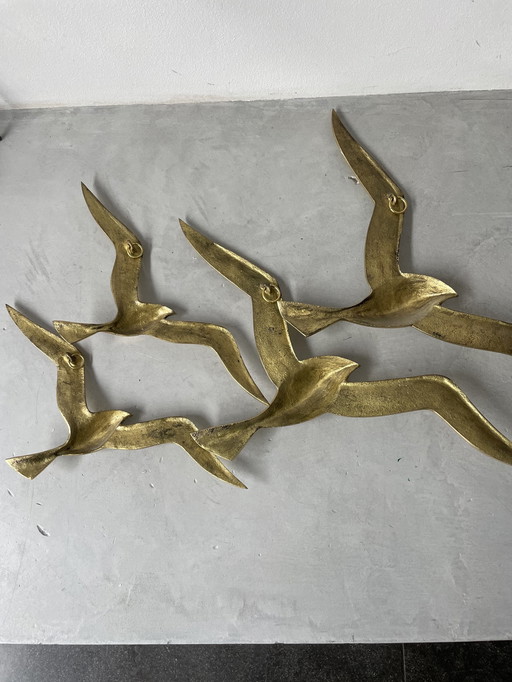 Brass Wall Decoration Set Of 4 Birds