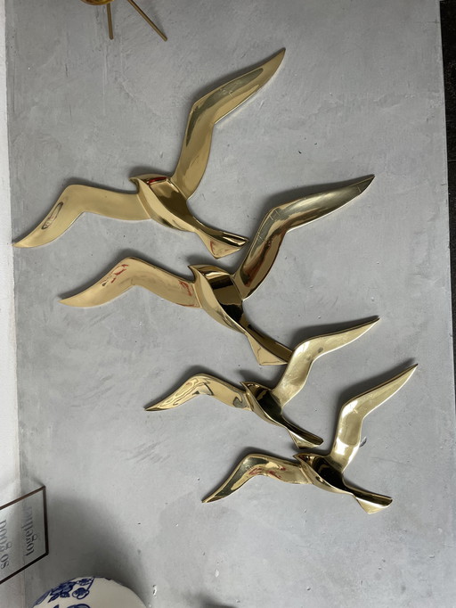 Brass Wall Decoration Set Of 4 Birds