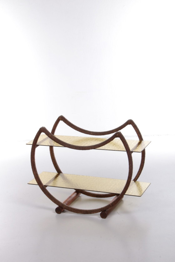 Image 1 of Rare Danish side table with original glass, 1960s