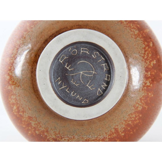 Image 1 of Vaso vintage in ceramica arancione scandinavo di Gunnar Nylund per Rorstrand, 1960