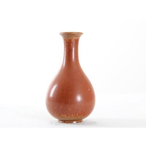 Scandinavian vintage orange ceramic vase by Gunnar Nylund for Rorstrand, 1960