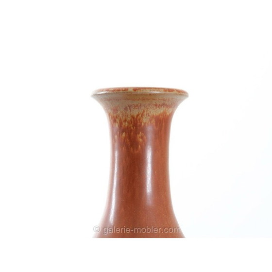 Image 1 of Vaso vintage in ceramica arancione scandinavo di Gunnar Nylund per Rorstrand, 1960