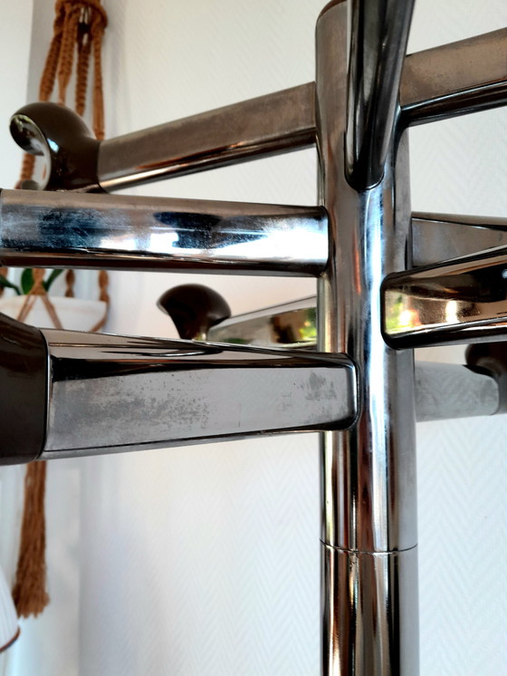 Image 1 of Space Age 1970 chrome-plated metal and bakelite coat rack