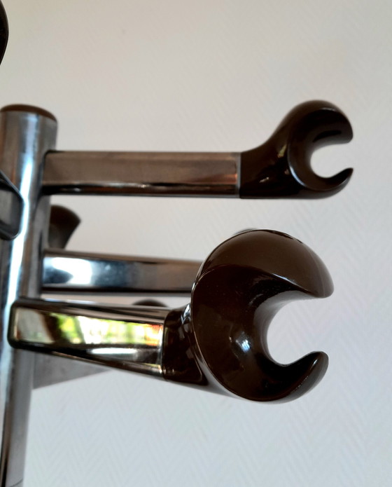 Image 1 of Space Age 1970 chrome-plated metal and bakelite coat rack