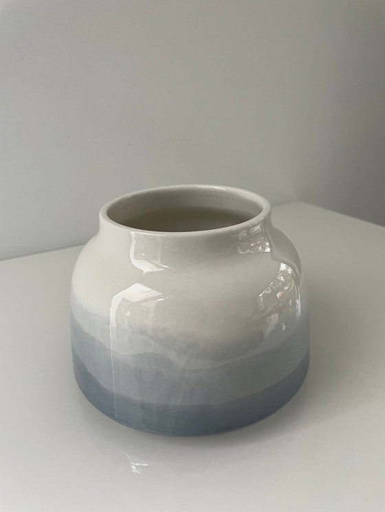 Image 1 of Earthenware Vase With Light Blue Decor