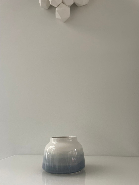 Image 1 of Earthenware Vase With Light Blue Decor