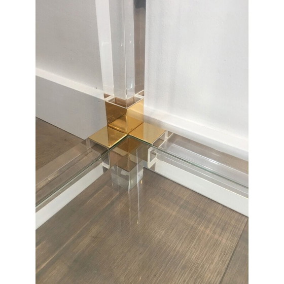 Image 1 of Consolle vintage in plexiglass e angoli dorati 1970