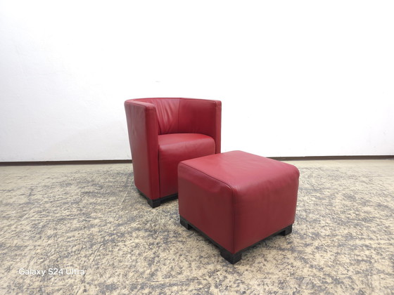 Image 1 of De Sede Armchair With Stool Designer Armchair Chair Leather Armchair