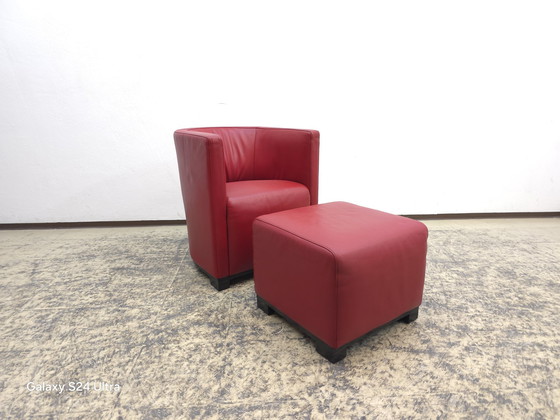 Image 1 of De Sede Armchair With Stool Designer Armchair Chair Leather Armchair