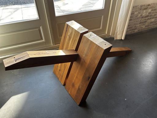 Solid Oak Table With Extraordinary Leg