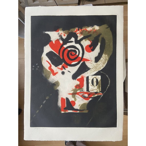 Grabado de carborundo vintage de Juan José Torralba, 1970