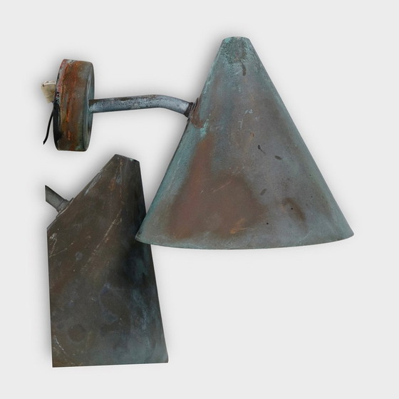 Image 1 of Pair Of Copper Outdoor Wall Lamp "Tratten" By Hans-Agne Jakobsson