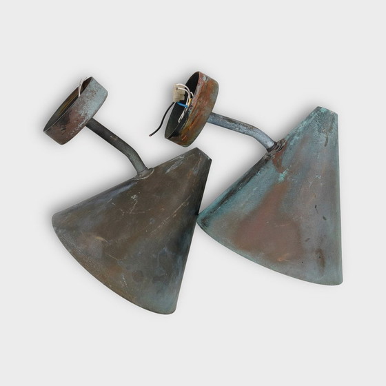 Image 1 of Pair Of Copper Outdoor Wall Lamp "Tratten" By Hans-Agne Jakobsson