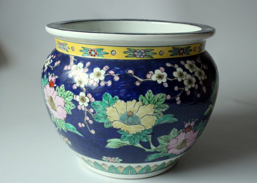 Xl - Extraordinary Large Asian Flower Pot- Multicolored- Marked
