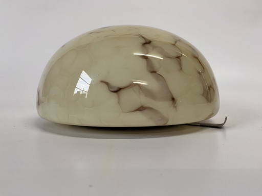 Lampada da soffitto vintage in vetro marmorizzato a mezza sfera, metà secolo 