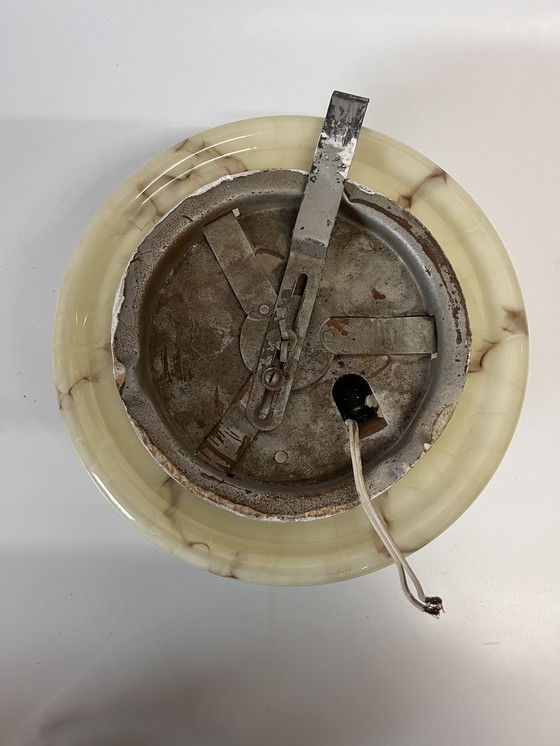 Image 1 of Lampada da soffitto vintage in vetro marmorizzato a mezza sfera, metà secolo 