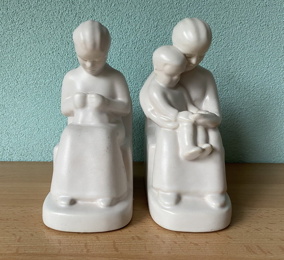 Image 1 of Dutch Schoonhoven Ceramic Bookends By Fancoise Carbius For Nbc