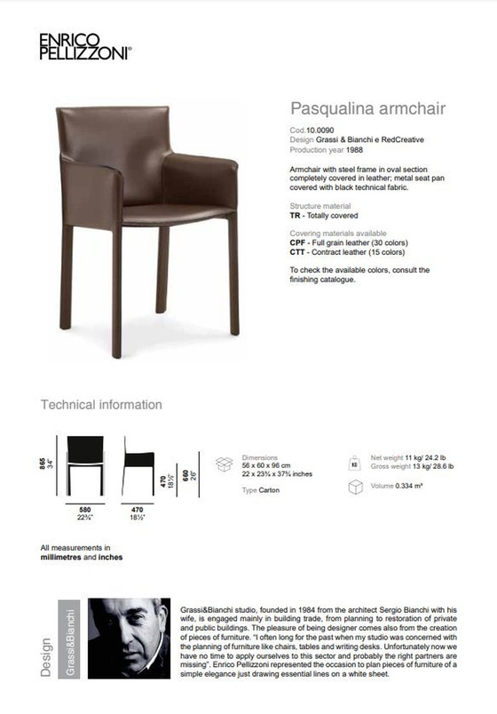 Image 1 of Chair Pasqualina By Enrico Pellizzoni | Design Grassi & Bianchi