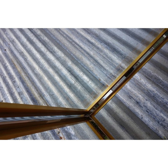 Image 1 of Set of 3 vintage chrome and gold metal coffee tables, 1970